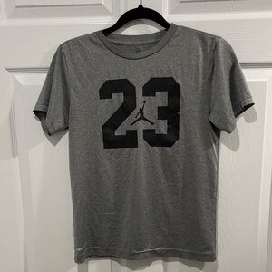 Jordan Kids Dri Fit Gray and Black Short Sleeve Tee